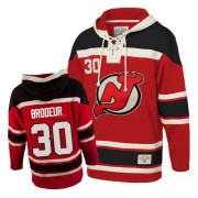Old Time Hockey New Jersey Devils 30 Men's Martin Brodeur Red Authentic Sawyer Hooded Sweatshirt NHL Jersey